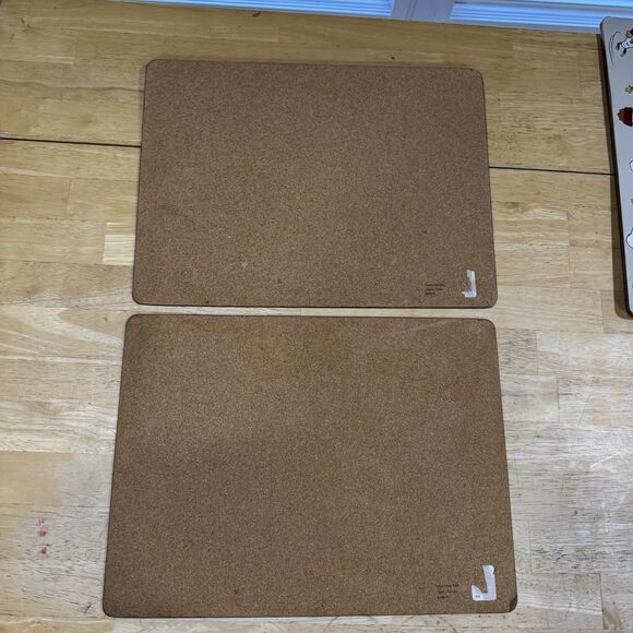 Pottery Barn Kids Santa Cork Placemats Red Christmas List Mouse Set X2 2015 GUC - Picture 3 of 9